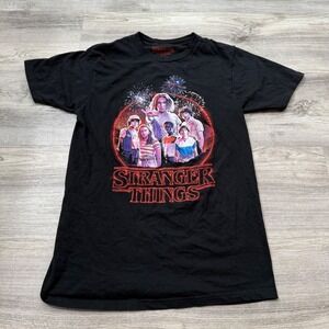 Stranger Things T-Shirt Black Crew Neck Short Sleeve Graphic Top